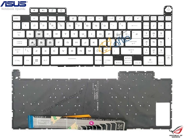Asus TUF Gaming A15 FA507XI-LP043A5 Notebook Klavyesi, Tuş Takımı / Beyaz TR - RGB ışıklı ürün görseli 1