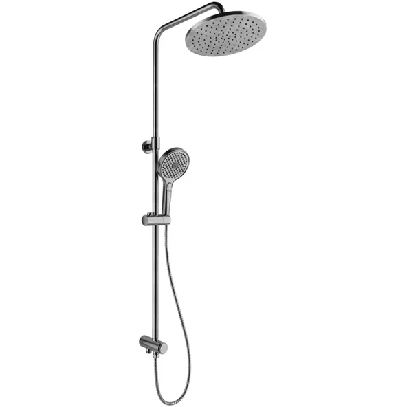 Kale Rain Round Push Buton Fırçalanmış Nikel Yuvarlak Duş Barı 410200505502 ürün görseli 1