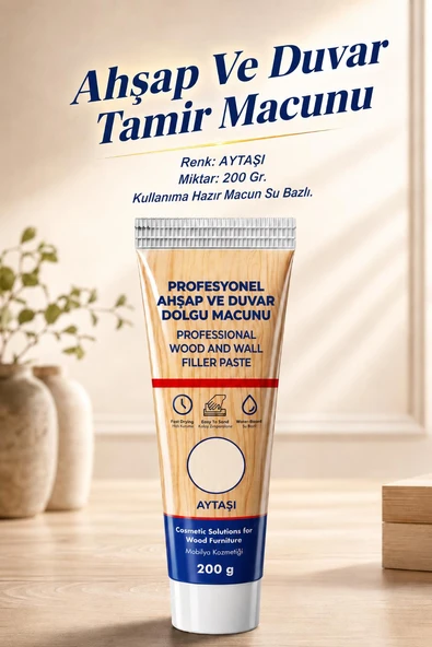 Ahşap Parke Duvar Tamir Macunu 200 gr AYTAŞI RENK Dolgu Çizik Giderici Kullanıma Hazır Macun ürün görseli 1