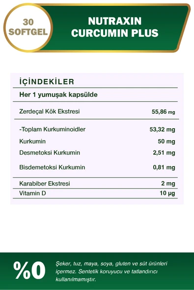 Nutraxin Curcumin Plus 30 Softgel - Resim 3