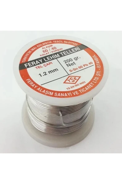 1.2 mm / 200 gram Feray Lehim Teli 60 Kalay 40 Kurşun 60/40 - 5 Kanal Pastalı Flux lı Lehim ürün görseli 1