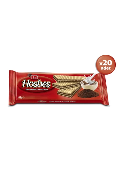Hoşbeş Sütlü Kakaolu Kremalı Gofret 142 g x 20 Adet ürün görseli 1