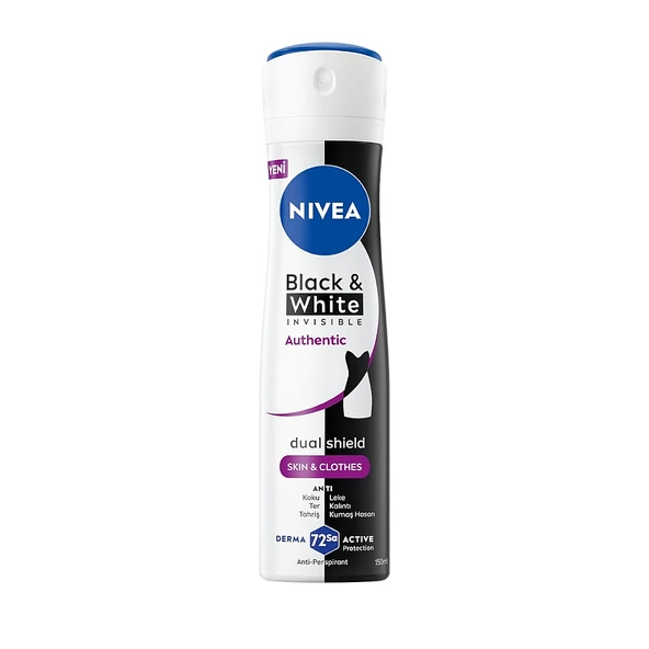 Nivea Black & White Authentic Deodorant Spray 150 ml ürün görseli 1