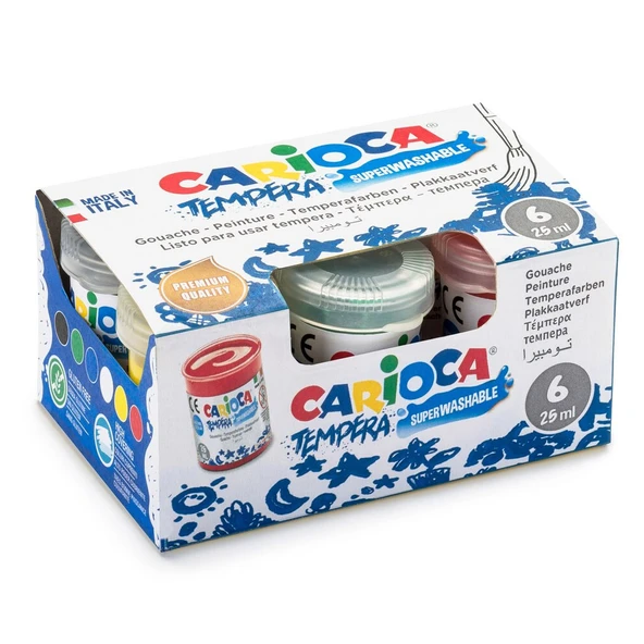 Carioca Sulu Boya Tempera Süper Yıkanabilir 6 Renk KO022 ürün görseli 1