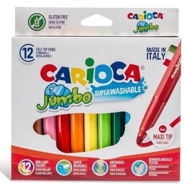Carioca Keçeli Boya Kal Jumbo Süper Yıkanabilir 12 Li 40569 ürün görseli 1