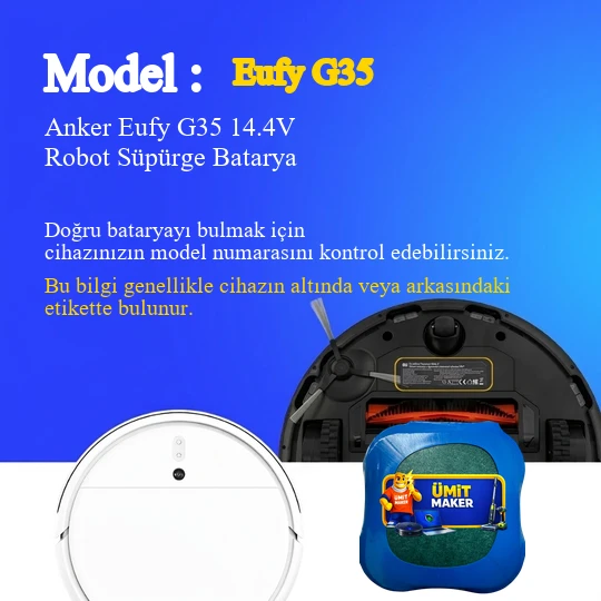 Anker Eufy G35 3200 mAh 14.4V Robot Süpürge Batarya - Resim 2
