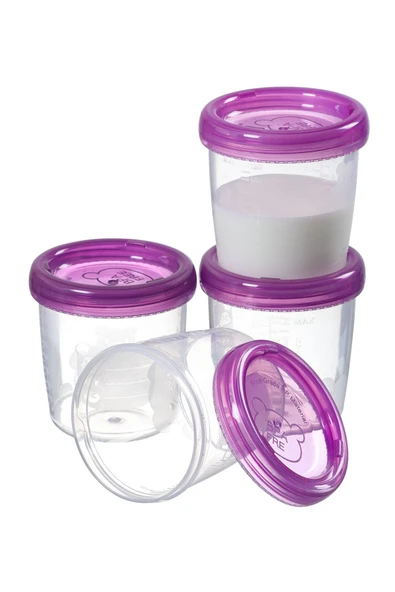 Süt Ve Mama Bebek Organik Besin Ölçekli Sızdırmaz Kapaklı Saklama Kabı 4Lü Set 180 ml ürün görseli 1
