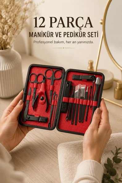 Paslanmaz Çelik Uçlu 17 Parça Profesyonel Manikür ve Pedikür Seti ürün görseli 1