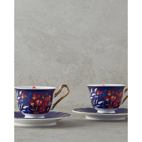 Miranda New Bone China 4 Parça 2 Kişilik Kahve Fincan Takımı 90 ml Lacivert ürün görseli 1
