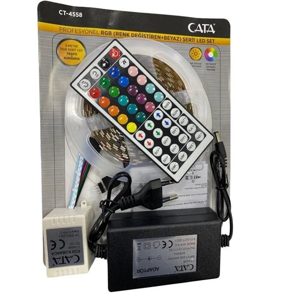 CATA RGB ŞERİT LED SETİ 15 RENK (5 MT RGB ŞERİT+TRAFO+RGB KUMANDA) ürün görseli 1