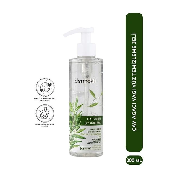 Dermokil Çay Ağacı Yağı Akne Karşıtı Aydınlatıcı Yüz Temizleme Jeli 200 ml ürün görseli 1