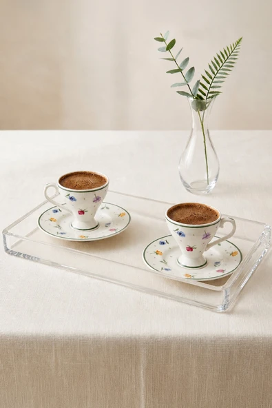 Kitchen Life Gözde 4 Parça 2 Kişilik Porselen Kahve Fincan Takımı 100 ml Beyaz ürün görseli 1