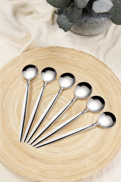 Kitchen Life Paris 6'lı Paslanmaz Çelik Tatlı Kaşığı - 18/10 Stainless Steel Gümüş ürün görseli 1