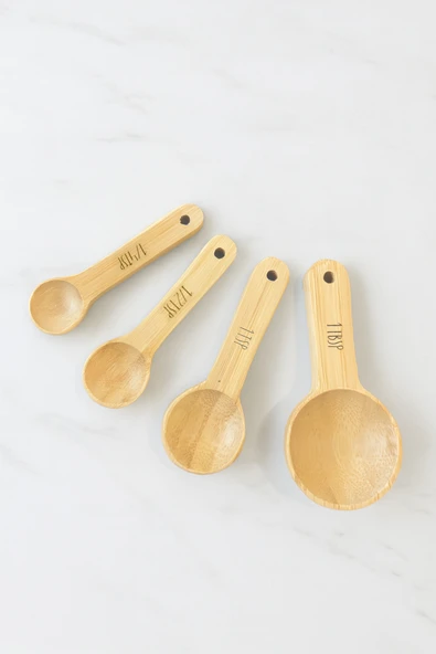 Kitchen Life 4'lü Bambu Ölçü Kaşık Seti Kahverengi ürün görseli 1