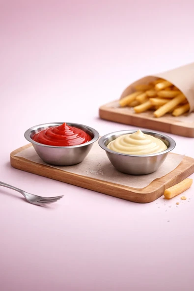 Kitchen Life 2'li Stainles Steel Reçellik Sosluk Kahvaltılık Paslanmaz çelik Sunum Seti Gümüş ürün görseli 1