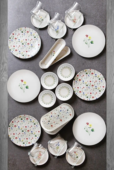 Kitchen Life 32 Parça 6 Kişilik Azelia New Bone Porselen Kahvaltı Takımı beyaz ürün görseli 1