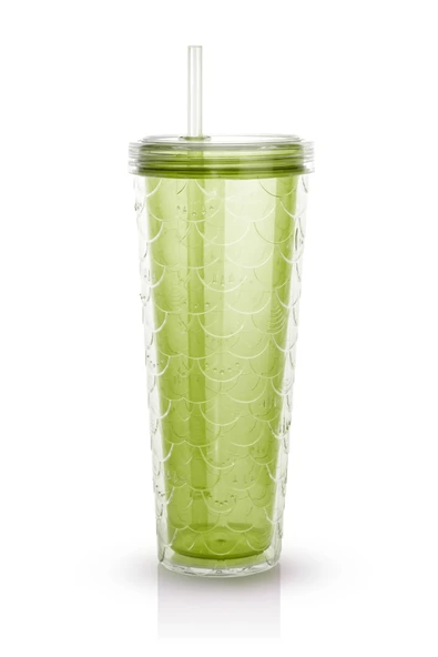 Kitchen Life Sparkle Pipetli Renkli Bardak 750 ml Kapaklı Sunum Bardağı ,Meşrubat Bardağı YEŞİL ürün görseli 1
