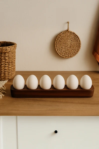 Kitchen Life 6 Bölmeli Akasya Ahşap Yumurtalık kahverengi ürün görseli 1