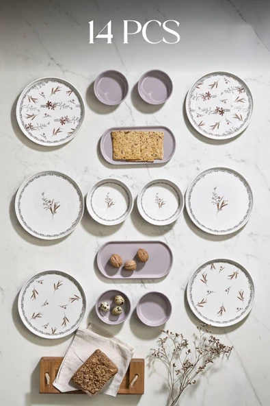 Kitchen Life Bahar Dalı Kahvaltı Takımı-Lüx Kahvaltılık Sunum Seti Tabağı Gri ürün görseli 1