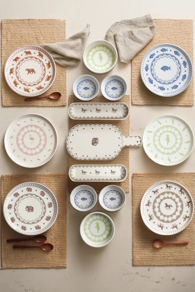 Kitchen Life 15 Parça 6 Kişilik Premium Anatolian Kahvaltı Takımı Kahvaltılık Sunum Seti Stackable Tabak Seti Çok Renkli ürün görseli 1