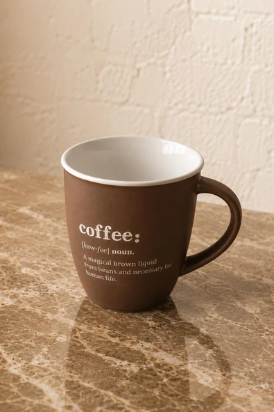Kitchen Life Stoneware Coffee Mottolu Kupa 370 ml Kahverengi ürün görseli 1