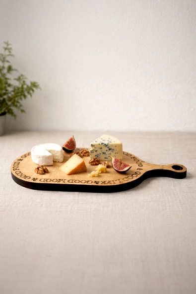Kitchen Life 2'li Ladin Ağacı Oval Ahşap Kesme Tahtası 38,5 cm-Rustik Ahşap,Kahvaltılık Sunum Tabağı Kahverengi ürün görseli 1