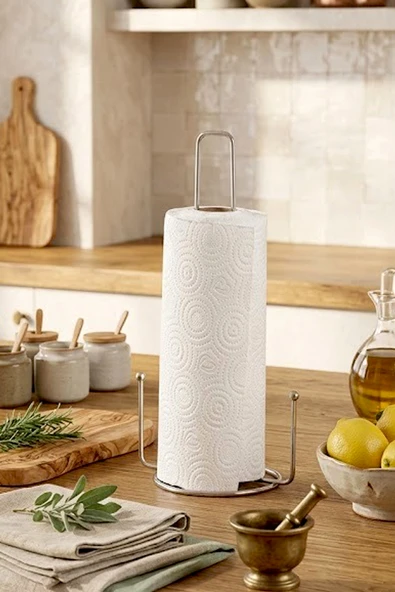Kitchen Life Paslanmaz Metal Peçetelik-Rulo Kağıt Havluluk 29 cm Krom ürün görseli 1