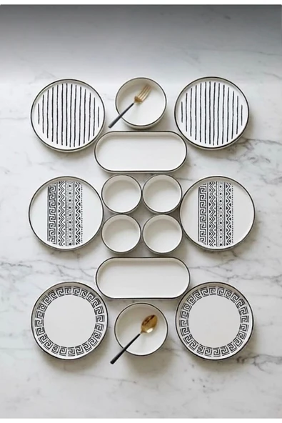 Kitchen Life Sio Savior Stackable Kahvaltı Takımı - Lüx Kahvaltılık Sunum Seti Tabağı Siyah ürün görseli 1