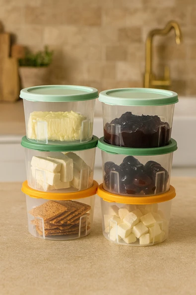 Kitchen Life 6'lı Aura Sızdırmaz Kapaklı Kahvaltılık Saklama Kabı 650 ml Çok renkli ürün görseli 1
