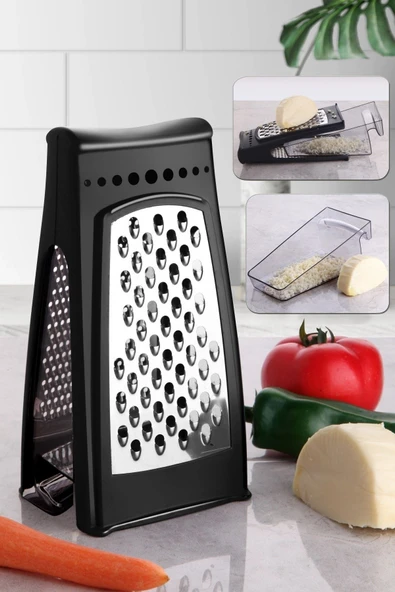 Kitchen Life Lüx Paslanmaz Çelik Siyah Hazneli Rende - Profesyonelia Rende ürün görseli 1