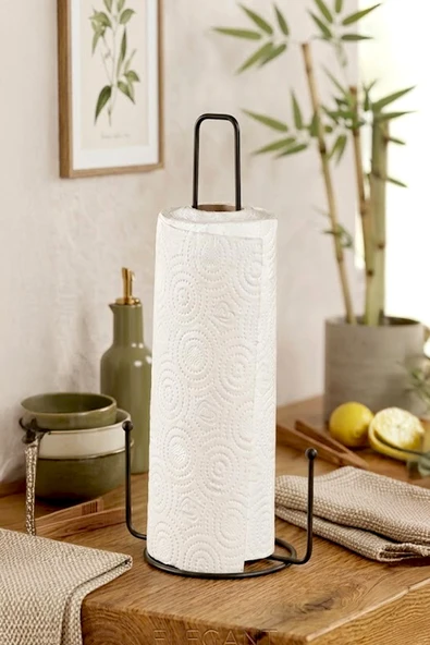 Kitchen Life Paslanmaz Metal Peçetelik-Rulo Kağıt Havluluk 29 cm Siyah ürün görseli 1