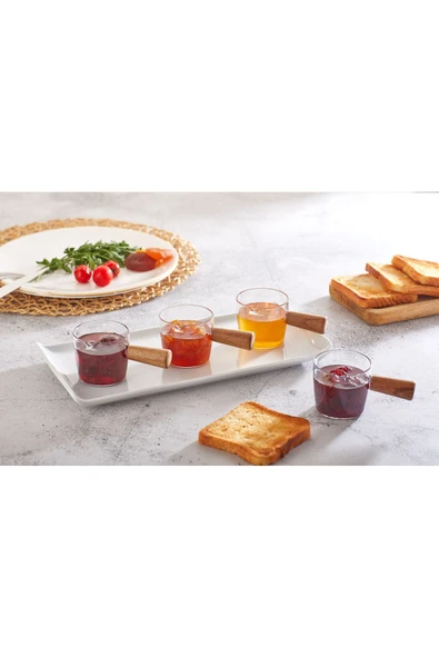Kitchen Life 4 Adet Ahşap Saplı Mıka Reçellik Sosluk Kahvaltı Seti - 80 ml şeffaf ürün görseli 1