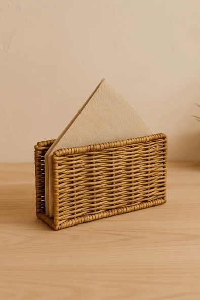 Kitchen Life Rattan Dikdörtgen Hasır Peçetelik kahverengi ürün görseli 1