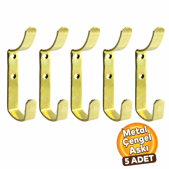(5 ADET) Çengel Metal Portmanto Vestiyer Duvar Dolap Elbise Askısı Gold Mobilya Askılığı Aparatı ürün görseli 1