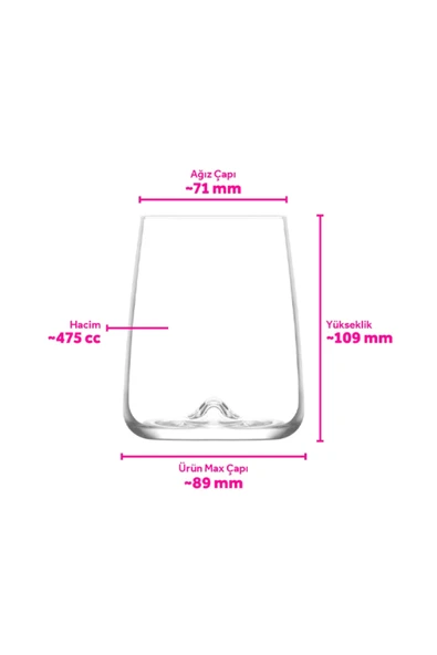 Lav Terra Cam 6'lı 475 ml Bardak - Resim 8