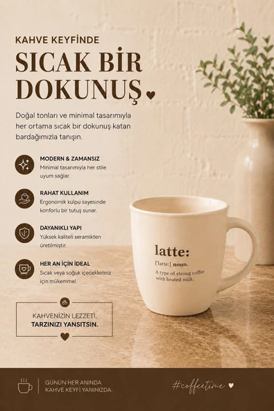 Kitchen Life Stoneware Latte Kupası 370 ml White - Resim 2