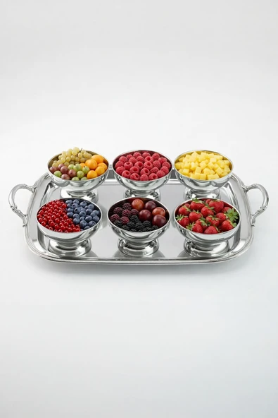 Kitchen Life 6'lı Stainles Steel Sofra Sunum Çerezlik Kahvaltılık Paslanmaz çelik Kase Gümüş ürün görseli 1