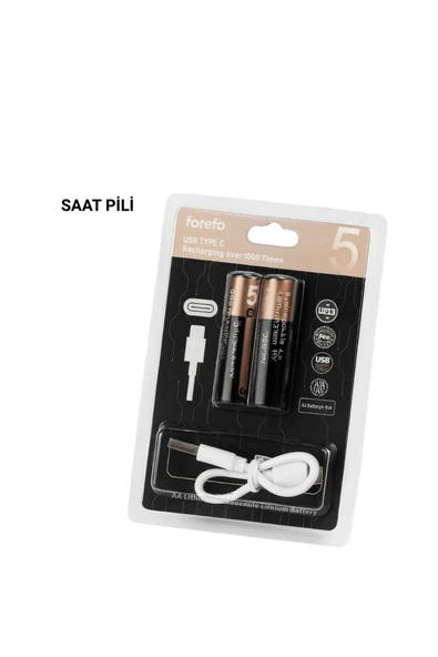USB Type-C ile Hızlı Şarj Edilebilen AA Lityum Pil ürün görseli 1