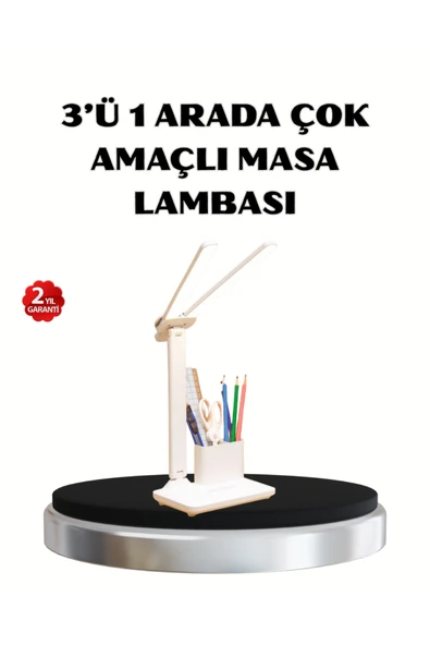 Kalemlik ve Telefon Standlı Masa Lambası – Kısılabilir LED Işık, Göz Dostu Tasarım ürün görseli 1