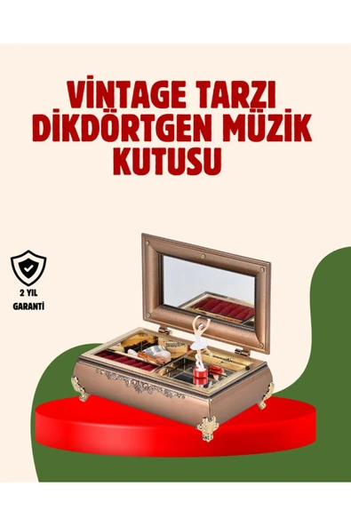 Piyano Şeklinde Balerinli Müzik Kutusu Takı Bölmeli Şık Model ürün görseli 1