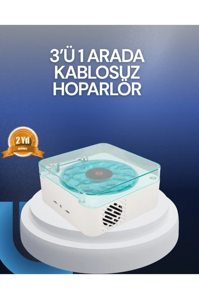 Bluetooth Hoparlör – 3-ü-1 Saatli Gece Lambası ve Vintage Tasarım ürün görseli 1