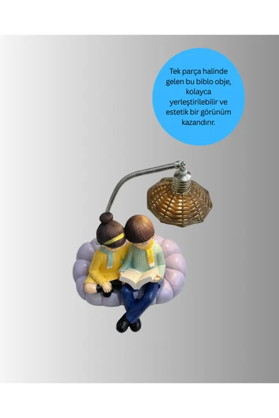 Okuyan Çift Figürlü Dekoratif Gece Lambası Hediye Seçeneği - Resim 2