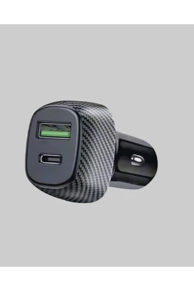 Araç Tipi Hızlı Şarj Adaptörü Type-C PD USB Çift Port Kompakt - Resim 3