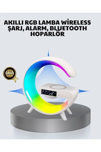 Başucu İçin Tasarlanmış Kablosuz Şarjlı Gece Lambası ve Bluetooth Ses Sistemi ürün görseli 1