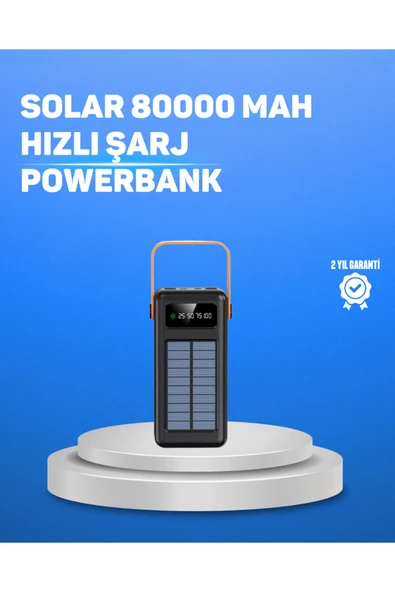 80000 mAh Yüksek Kapasiteli Powerbank Göstergeli Solar Şarj Cihazı ürün görseli 1