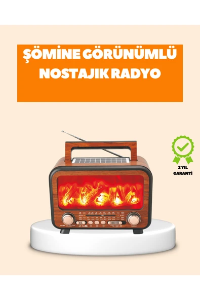 Şömine Alev Işıklı Solar Bluetooth Hoparlör – 7W Güçlü Ses, FM Radyo ürün görseli 1