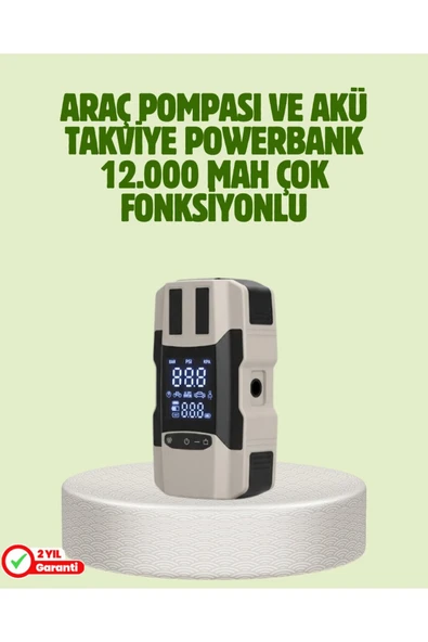 Araç Akü Takviye Cihazı ve Lastik Şişirme Pompası 12.000 mAh ürün görseli 1