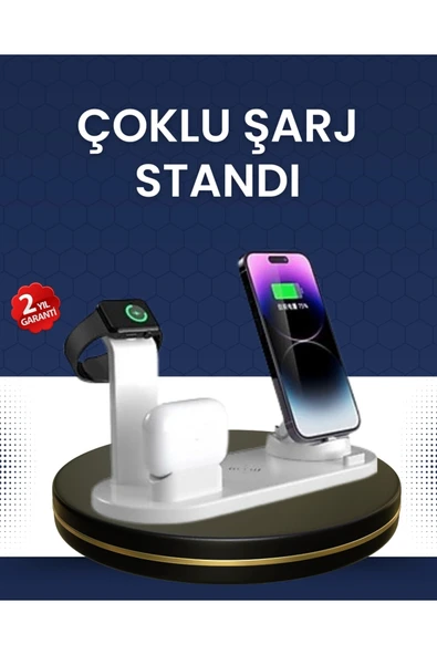 Modern Tasarımlı Çok Fonksiyonlu Kablosuz Şarj Standı ürün görseli 1