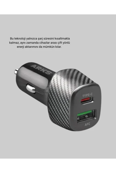 Araç Tipi Hızlı Şarj Adaptörü Type-C PD USB Çift Port Kompakt - Resim 2