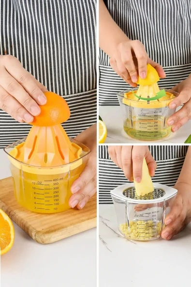Kitchen Life 4'ü Bir arada 4 Parça Ölçü Kablı Rendeli Limon ve Portakal Sıkacağı / Ölçü kabı ürün görseli 1